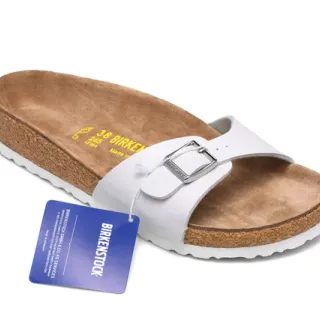 Birkenstock Arizona सफेद चमड़े की कैजुअल सैंडल
