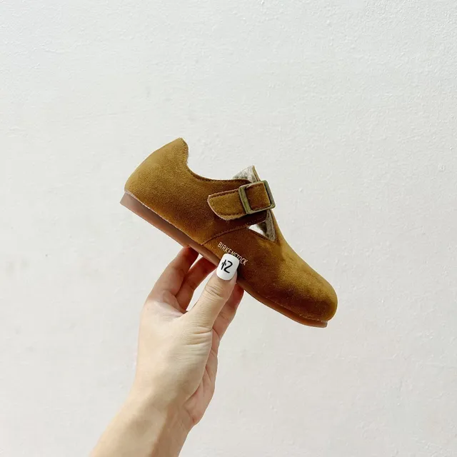 Birkenstock Boston বাচ্চাদের সুয়েড শিয়ারলিং-লাইন্ড লোফার্স 6