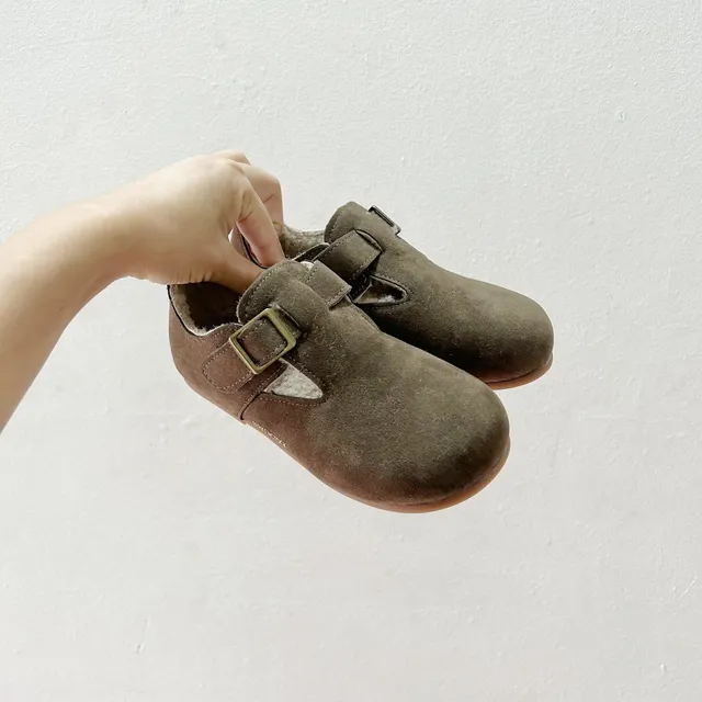 Birkenstock Boston বাচ্চাদের সুয়েড শিয়ারলিং-লাইন্ড লোফার্স 13