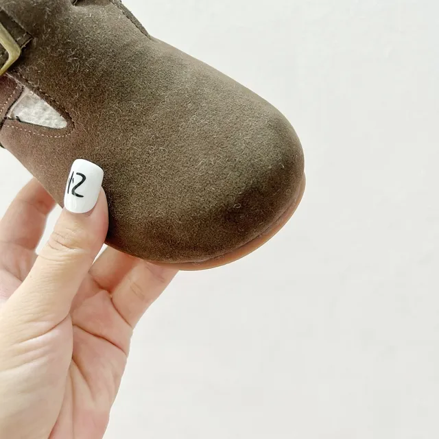 Birkenstock Boston বাচ্চাদের সুয়েড শিয়ারলিং-লাইন্ড লোফার্স 17