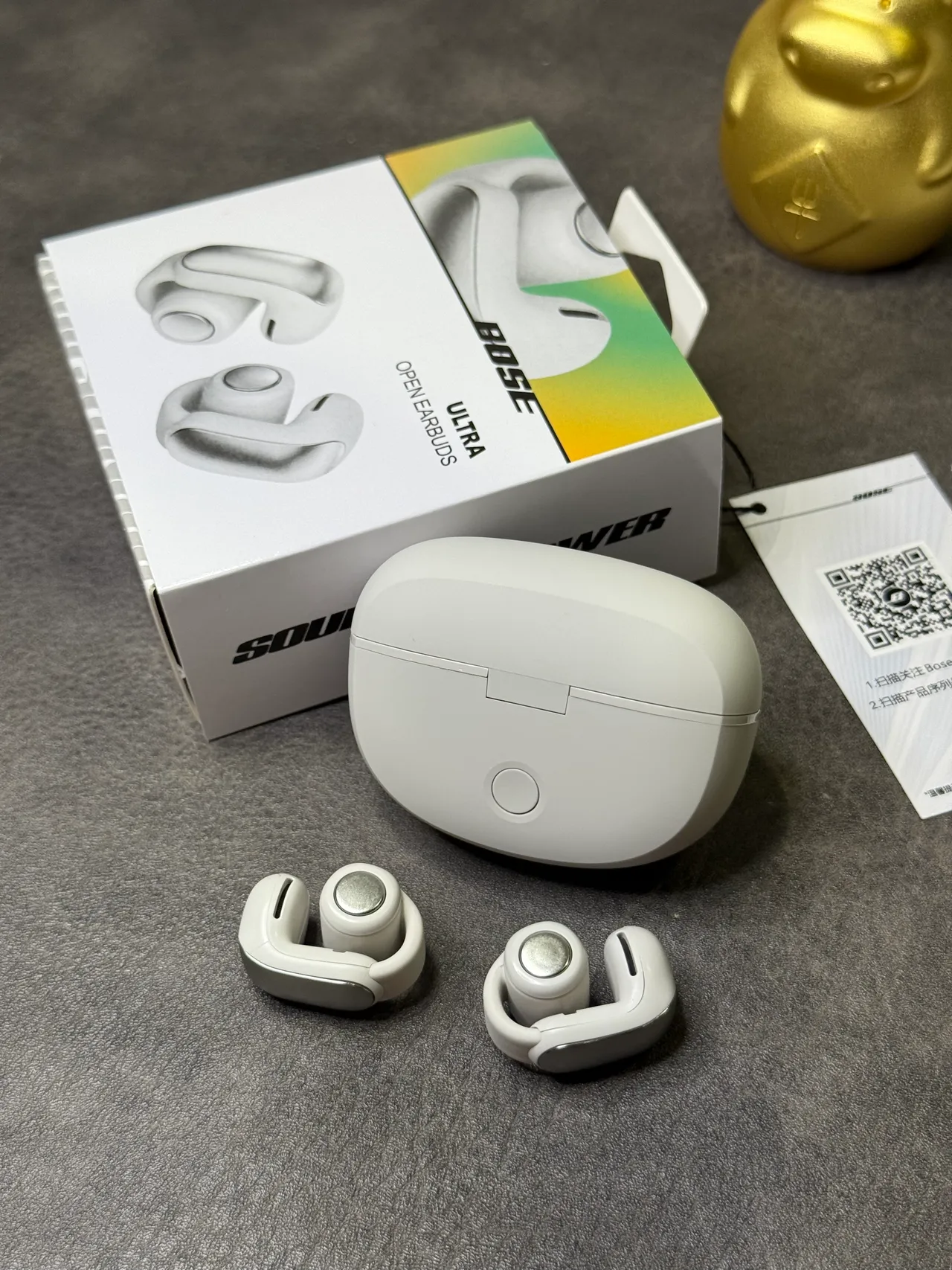 Bose Ultra Open Earbuds সাদা রূপালী ডিজাইন উইংটিপ-ফিট TWS ইয়ারবাডস 9