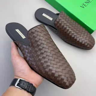 Bottega Veneta Andiamo বাদামী Intrecciato বোনা চামড়া স্লিপার