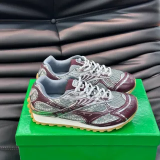 Bottega Veneta Andiamo Burgundy Silver Intrecciato Lifestyle Sneakers