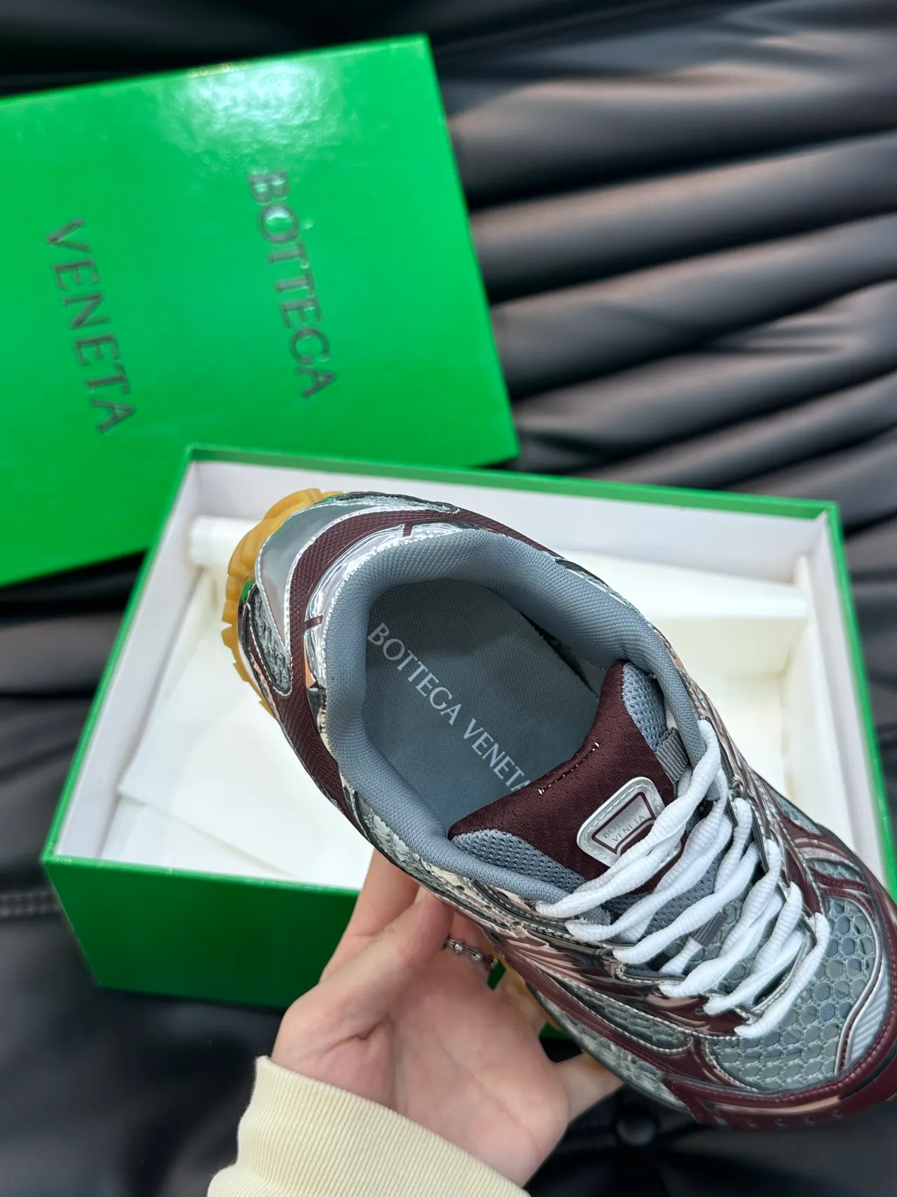 Bottega Veneta Andiamo Bourgogne Argent Intrecciato Sneakers lifestyle 3