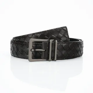 Bottega Veneta Cassette Intrecciato Black Leather Belt