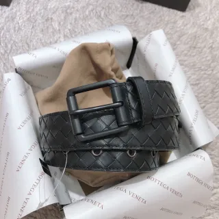 Bottega Veneta Intrecciato কালো বুননো ম্যাট হার্ডওয়্যার চামড়ার বেল্ট