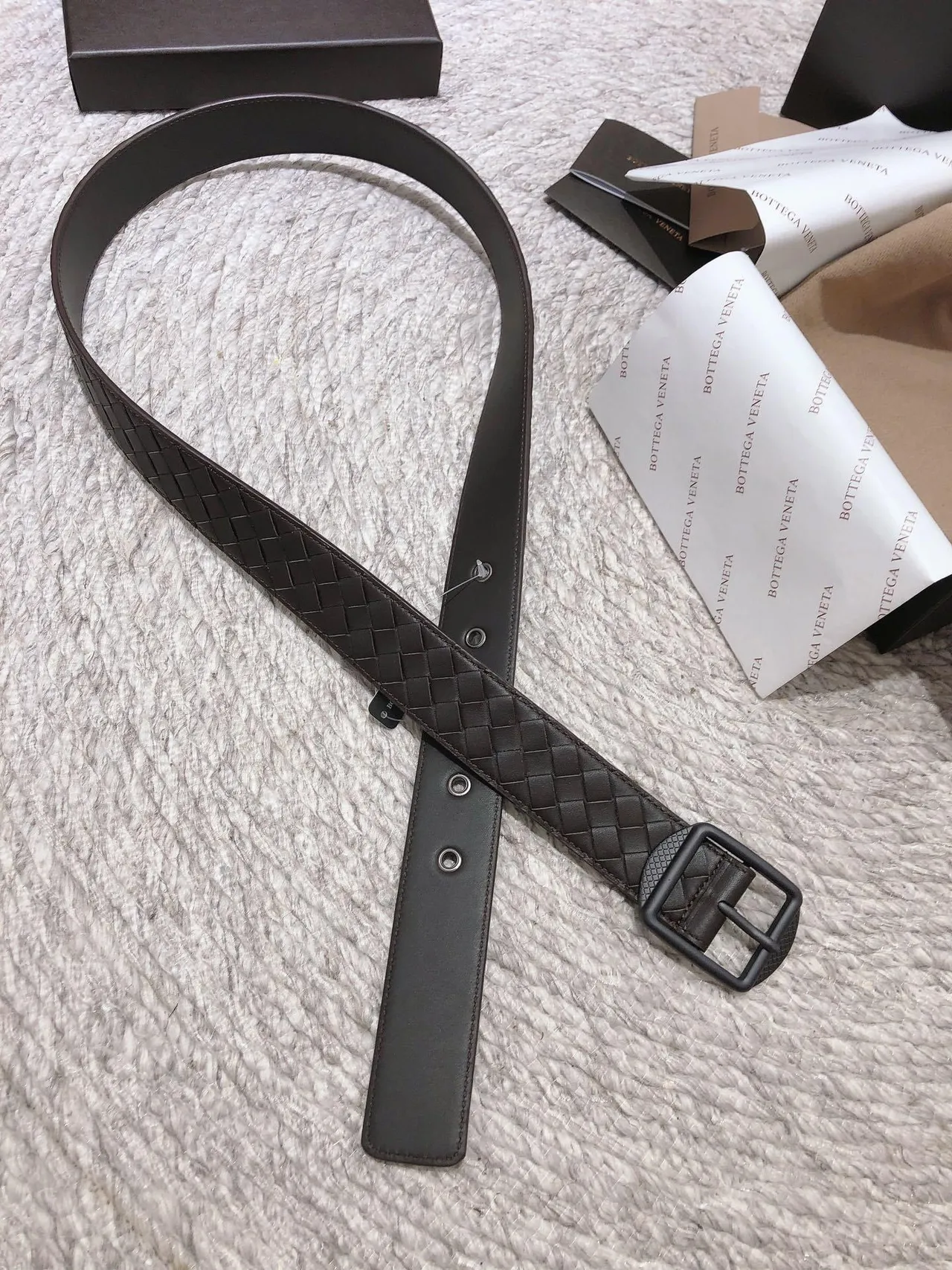 Bottega Veneta Intrecciato حزام جلد بني منسوج 5