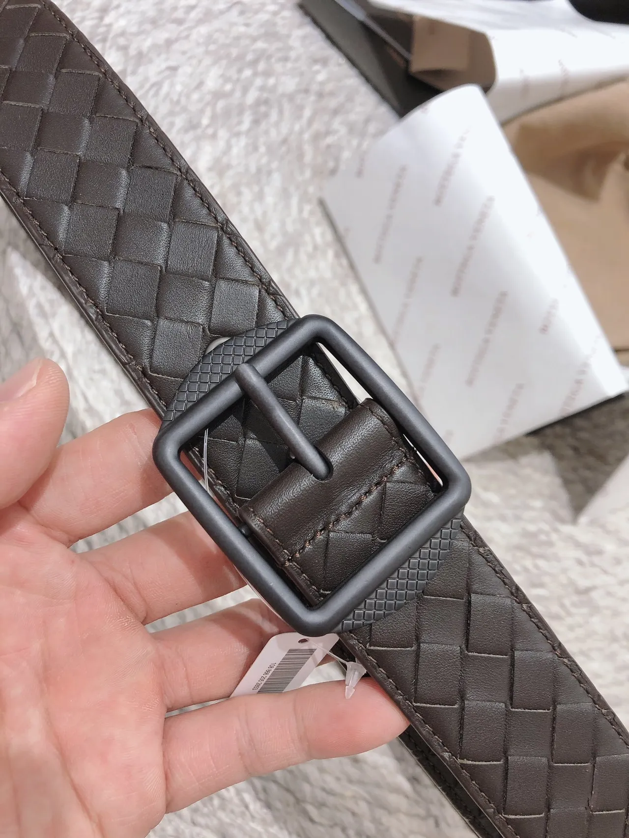 Bottega Veneta Intrecciato حزام جلد بني منسوج 7