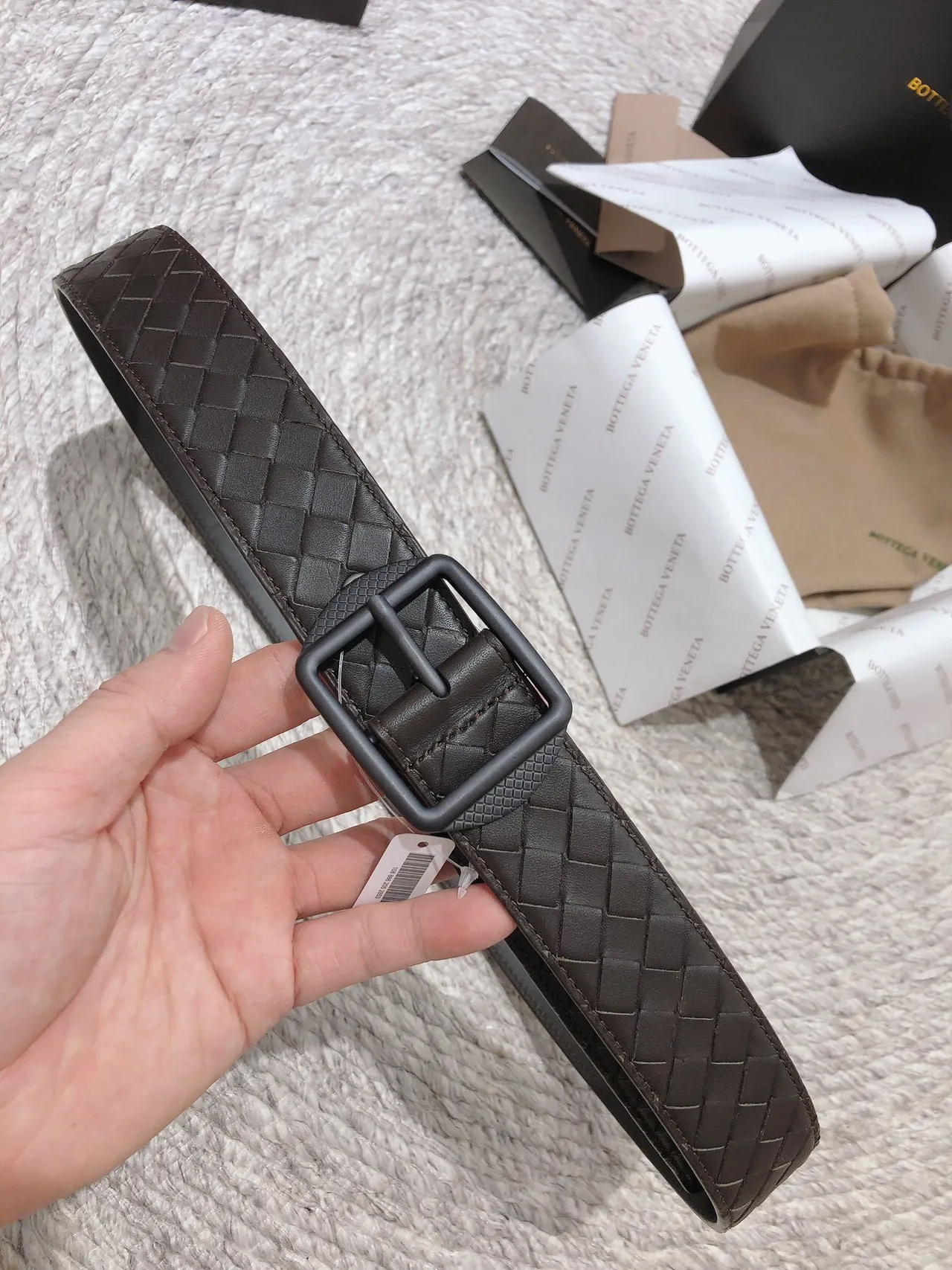 Bottega Veneta Intrecciato حزام جلد بني منسوج 8