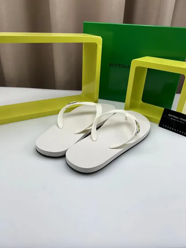 Bottega Veneta Sardine White Black Minimalist Thong Strap Slippers 5