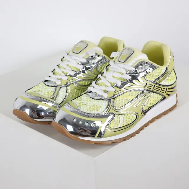 Bottega Veneta Yellow Silver Mesh Upper Chrome Metallic Overlays Lifestyle Sneakers 2
