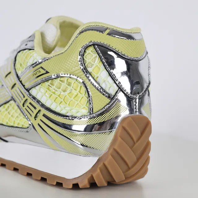 Bottega Veneta Yellow Silver Mesh Upper Chrome Metallic Overlays Lifestyle Sneakers 4