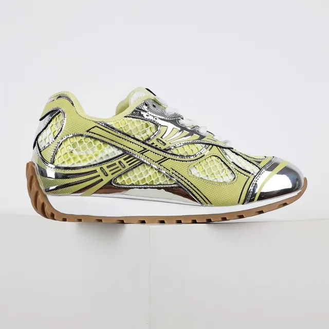 Bottega Veneta Yellow Silver Mesh Upper Chrome Metallic Overlays Lifestyle Sneakers 7