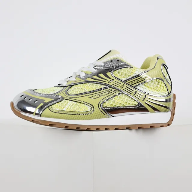 Bottega Veneta Yellow Silver Mesh Upper Chrome Metallic Overlays Lifestyle Sneakers 9