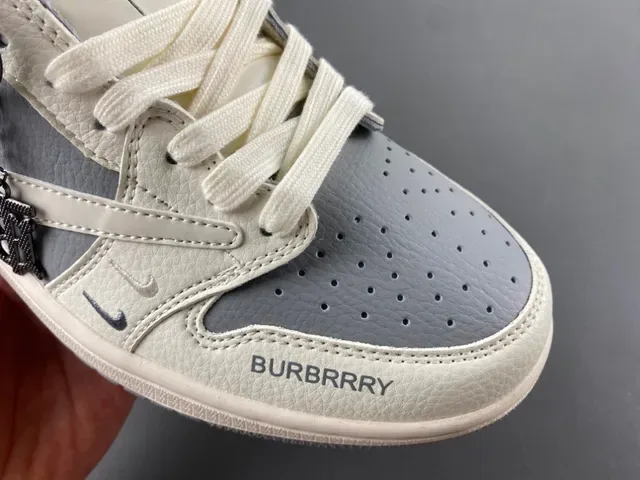 Burberry بيجي رمادي لايت توب حذاء رياضي أسلوب حياة جلدي وصناعي 2