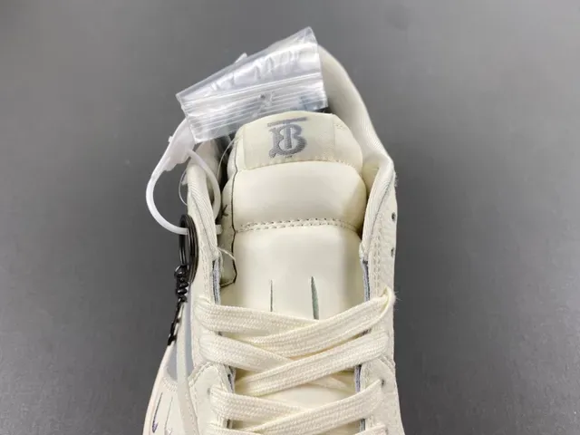 Burberry بيجي رمادي لايت توب حذاء رياضي أسلوب حياة جلدي وصناعي 6