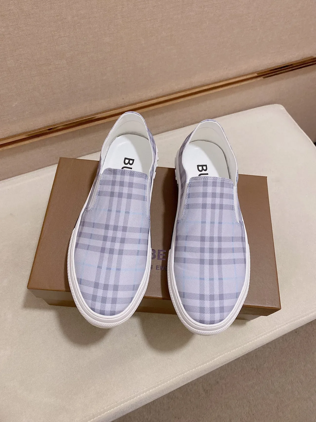 بوربيري أحذية رياضية للأسلوب الحياتي أزرق أبيض سولة منصة slip-on 4