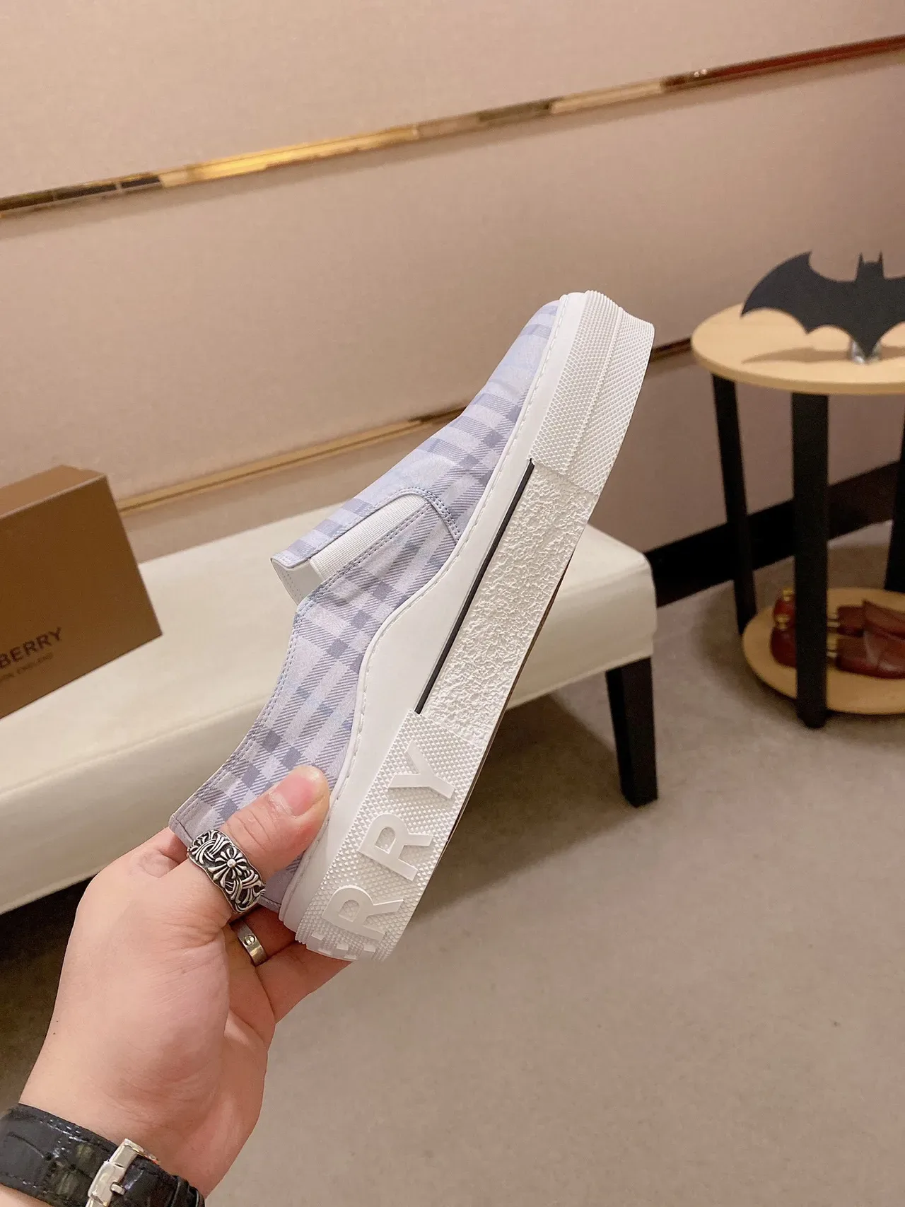 بوربيري أحذية رياضية للأسلوب الحياتي أزرق أبيض سولة منصة slip-on 6