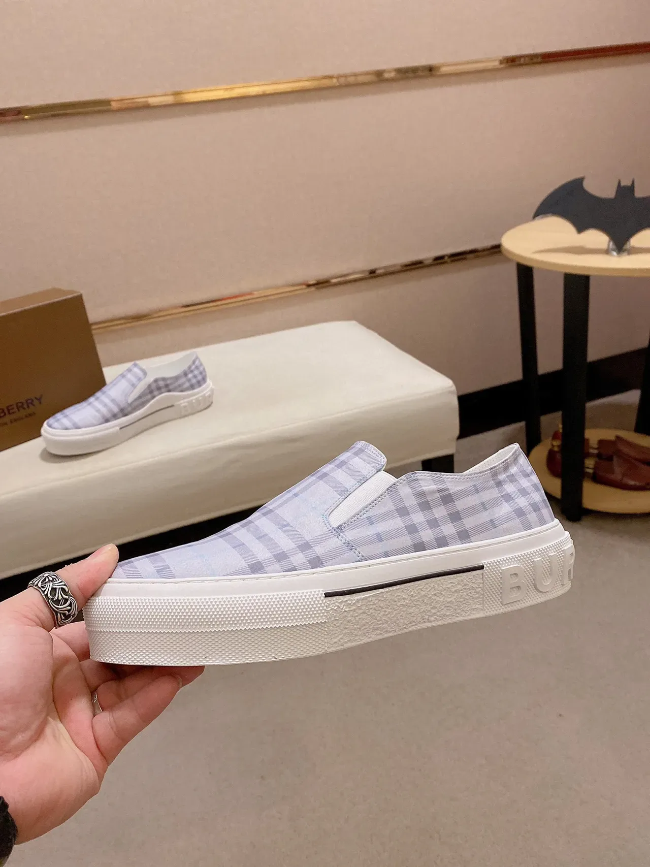 بوربيري أحذية رياضية للأسلوب الحياتي أزرق أبيض سولة منصة slip-on 8