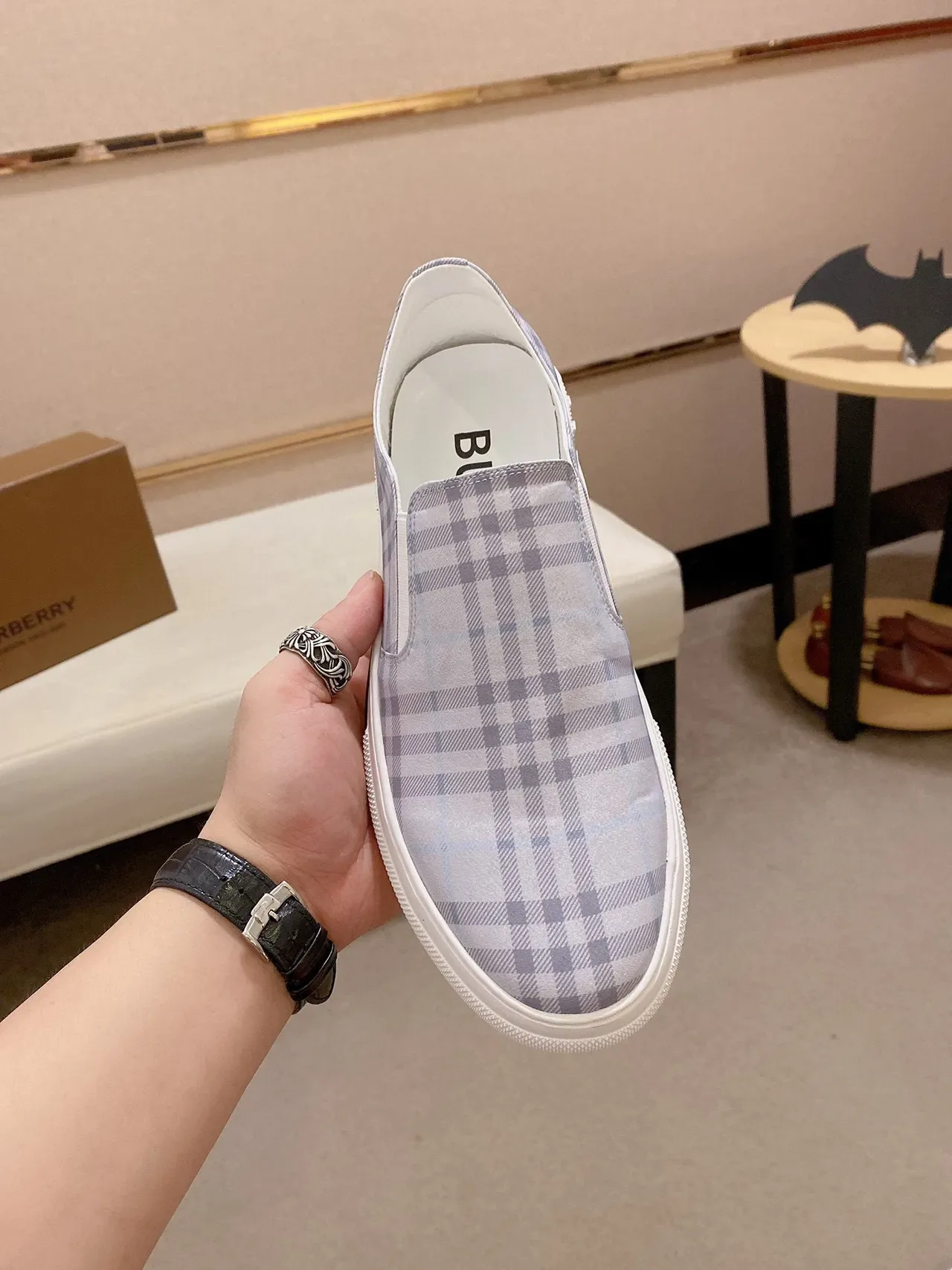 بوربيري أحذية رياضية للأسلوب الحياتي أزرق أبيض سولة منصة slip-on 9