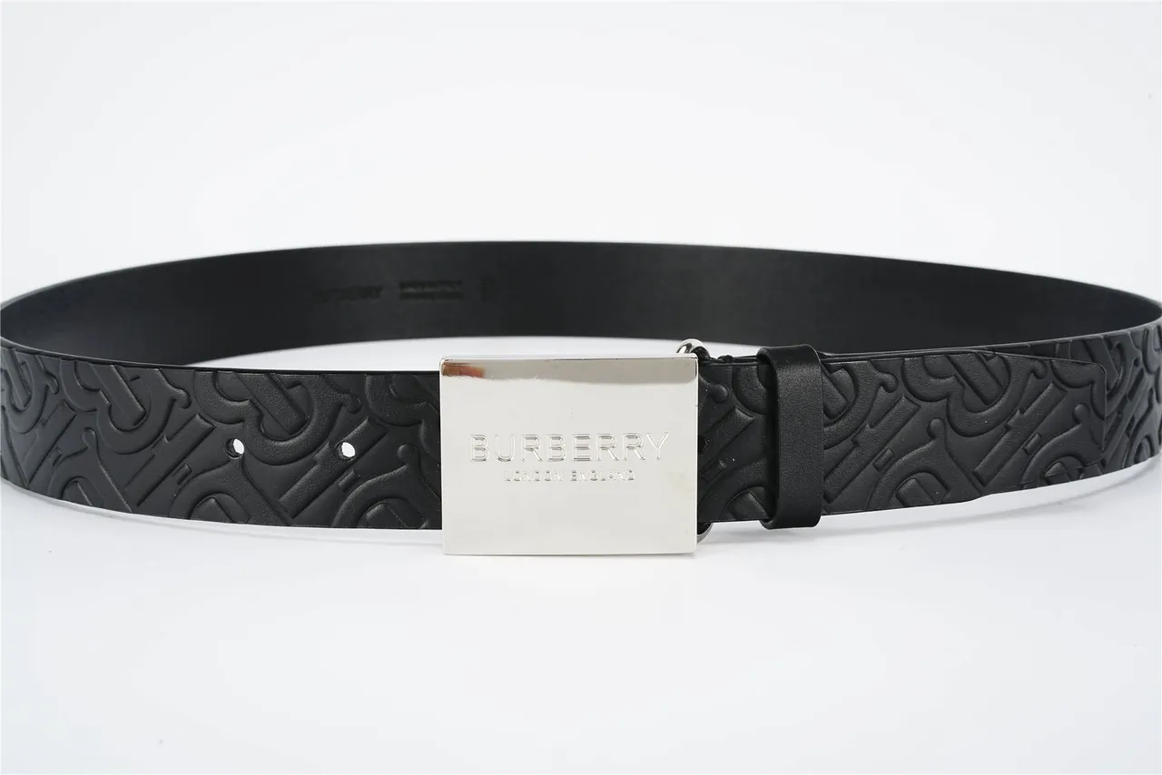 Burberry Embossed Monogram Black Leather Belt 9