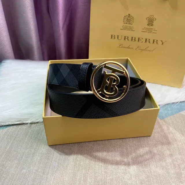 Burberry Knight 黑色房屋格纹皮革腰带 8