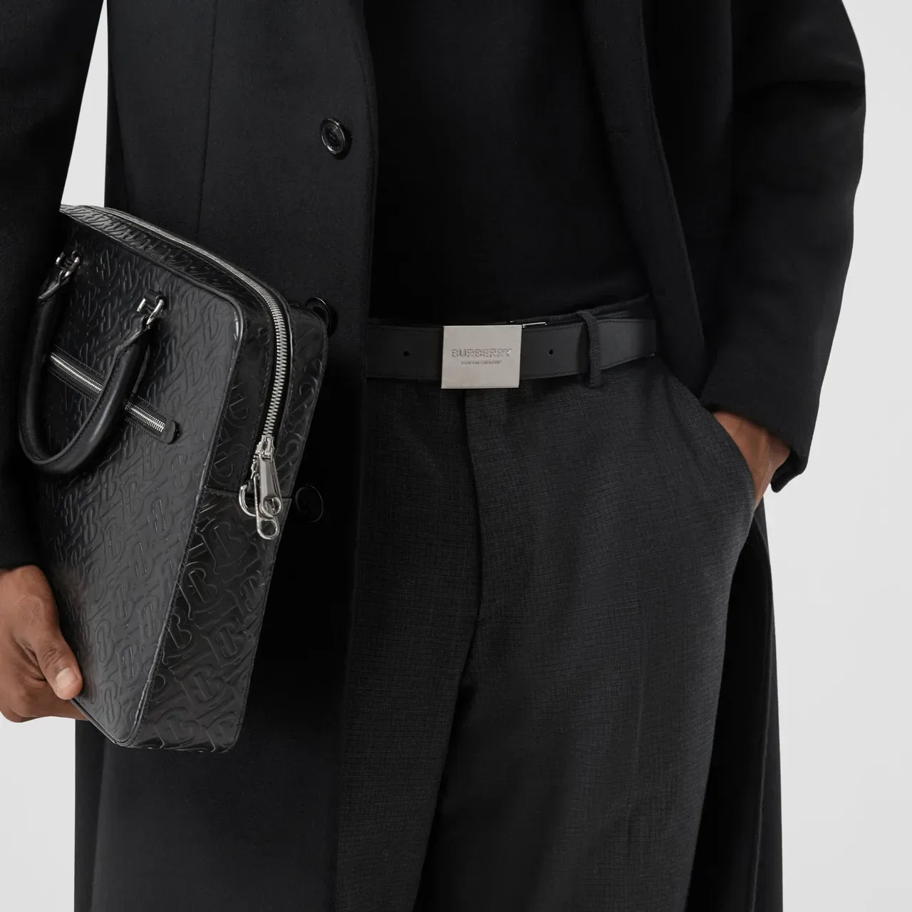 Burberry Knight Ceinture en cuir texturé réversible 3