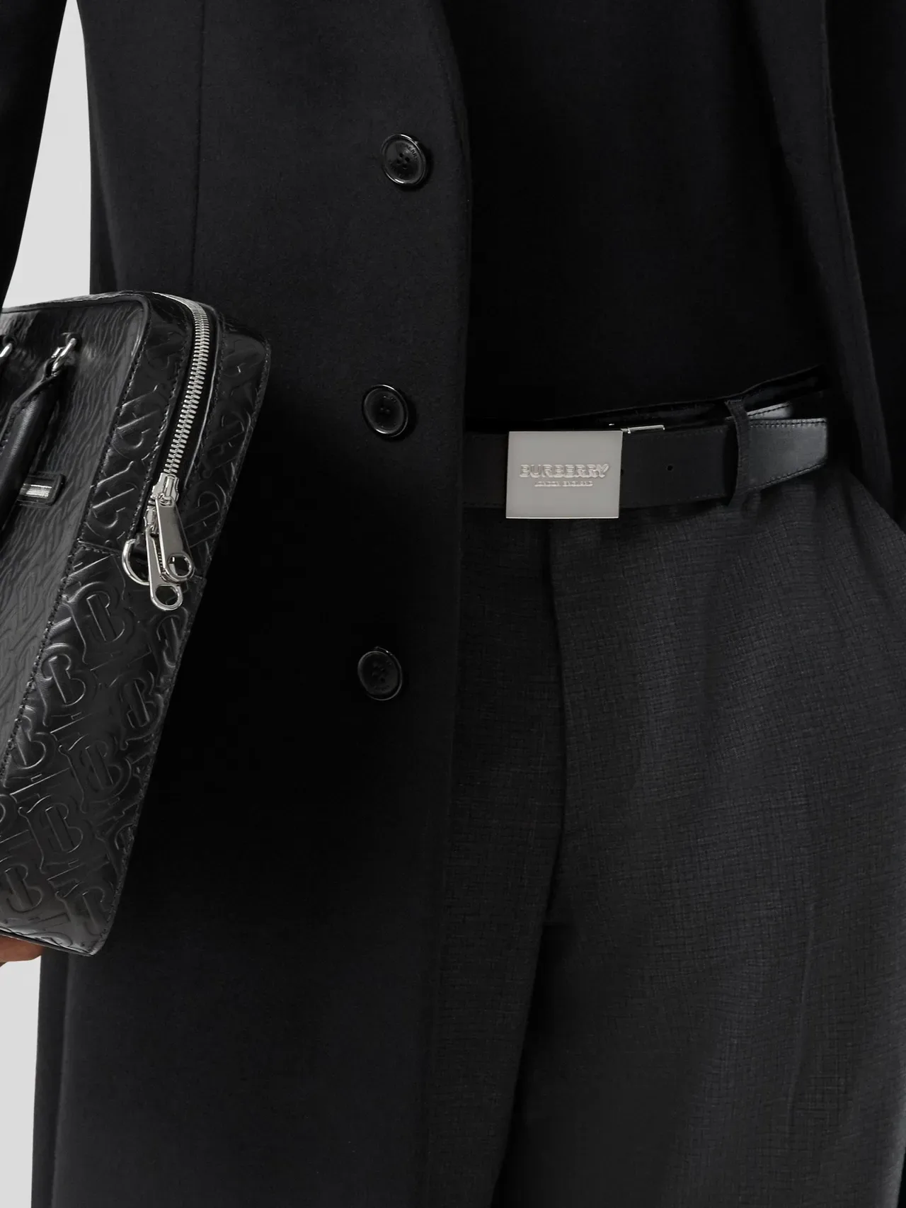Burberry Knight Ceinture en cuir texturé réversible 8
