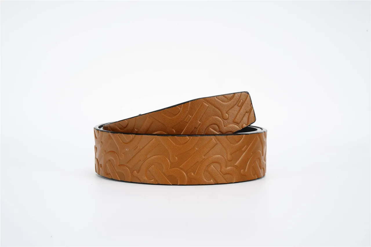 Burberry Monogram 压纹棕褐色和黑色皮带 3