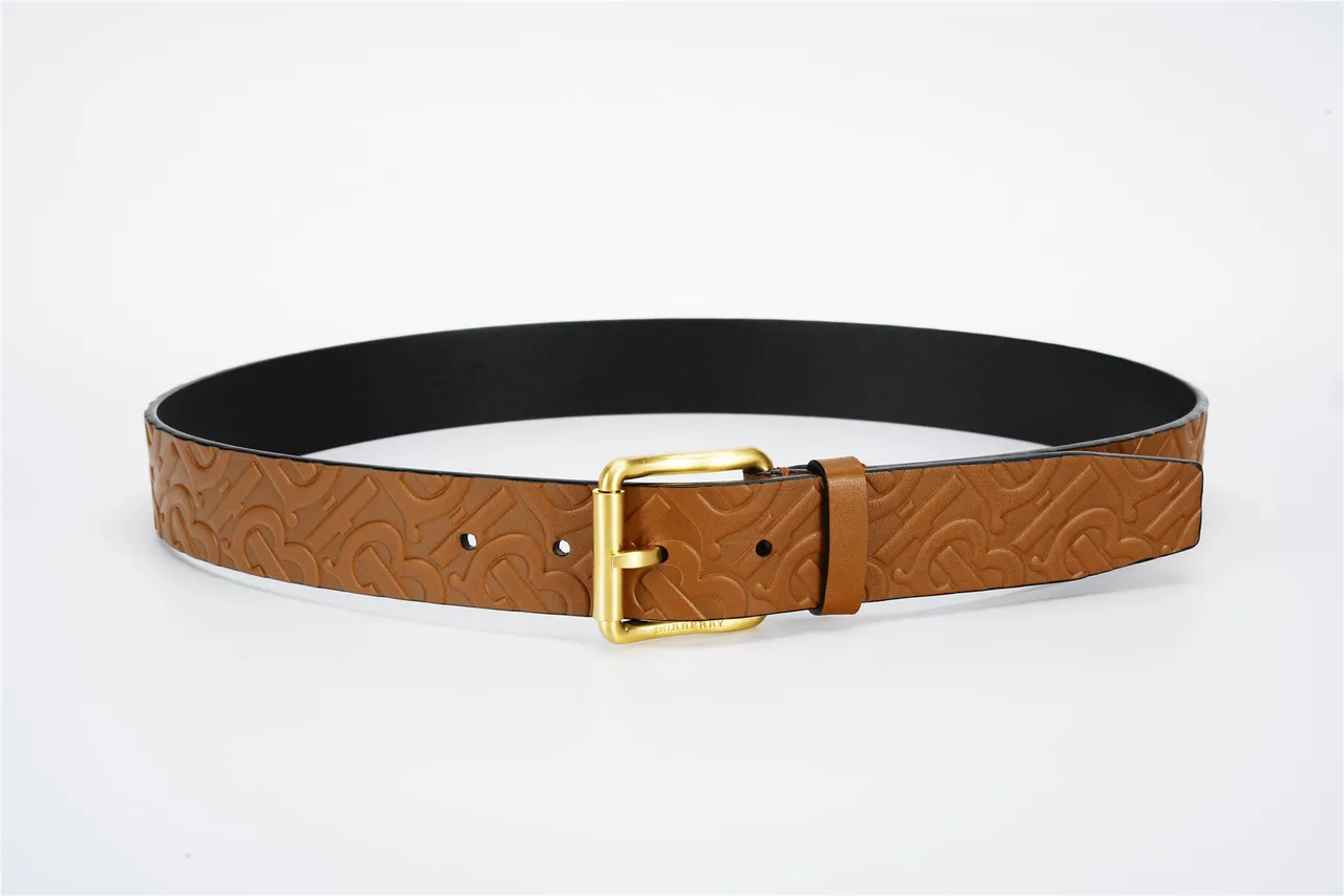 Burberry Monogram 压纹棕褐色和黑色皮带 9