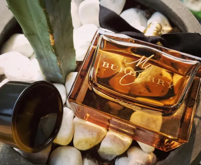Burberry My भूरा गोल्ड स्क्वेयर-कट कांच की बोतल क्रीम कैप परफ्यूम 3
