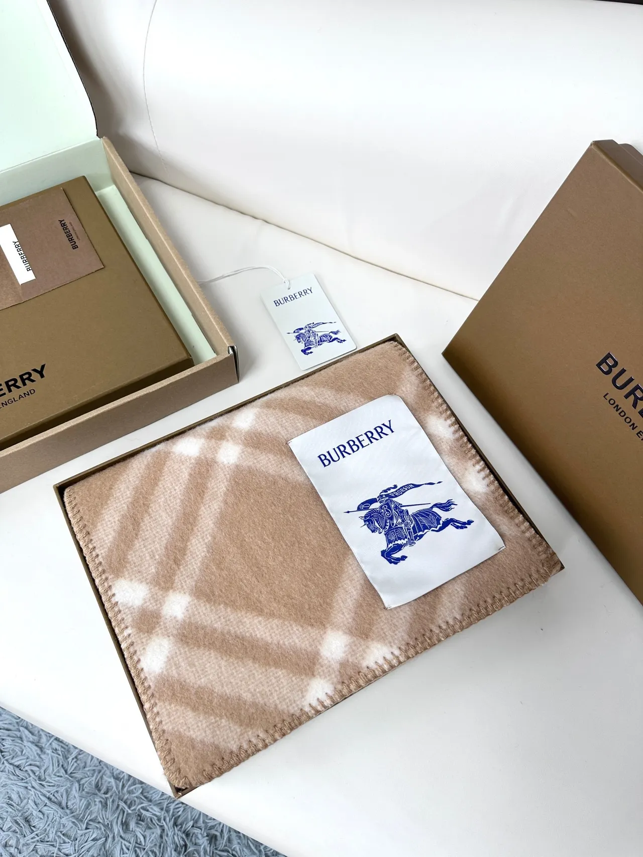 Burberry Nova Check উটনী ও ক্রিম ক্যাশমের স্কার্ফ 6