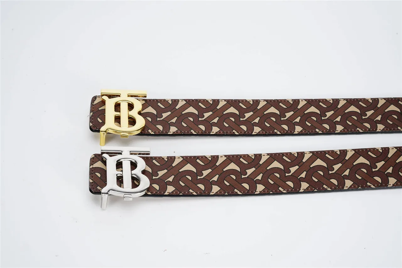 Burberry TB Monogram Ceinture Marron Beige en Cuir 2