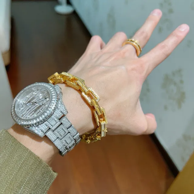 Bvlgari B.zero1 ज्यामितिक आयताकार लिंक सोने का कंगन 5