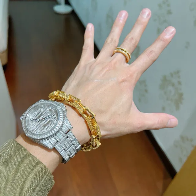 Bvlgari B.zero1 ज्यामितिक आयताकार लिंक सोने का कंगन 8