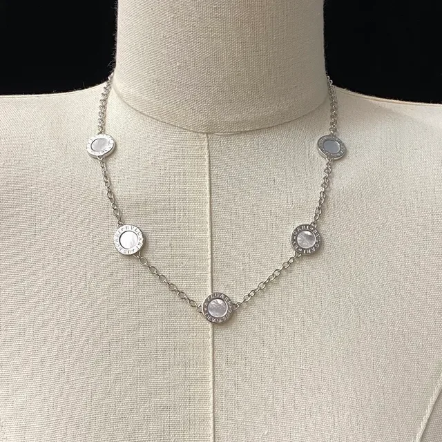 Bvlgari B.zero1 गोल्ड पिंक चेन पांच वृत्ताकार बेजल सेट डिस्क नेकलेस 6