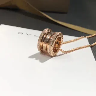 Bvlgari B.zero1 Multi-Ring Pavé Diamond Rose Gold Necklace