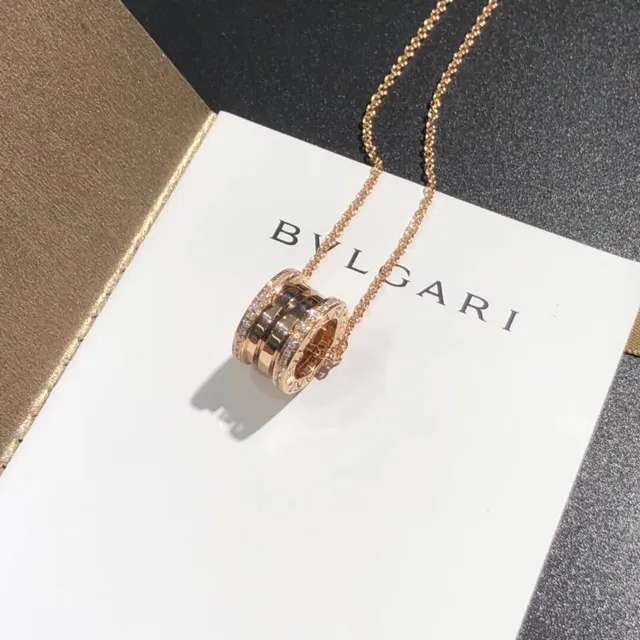 Bvlgari B.zero1 Multi-Ring Pavé Diamond Rose Gold Necklace 2