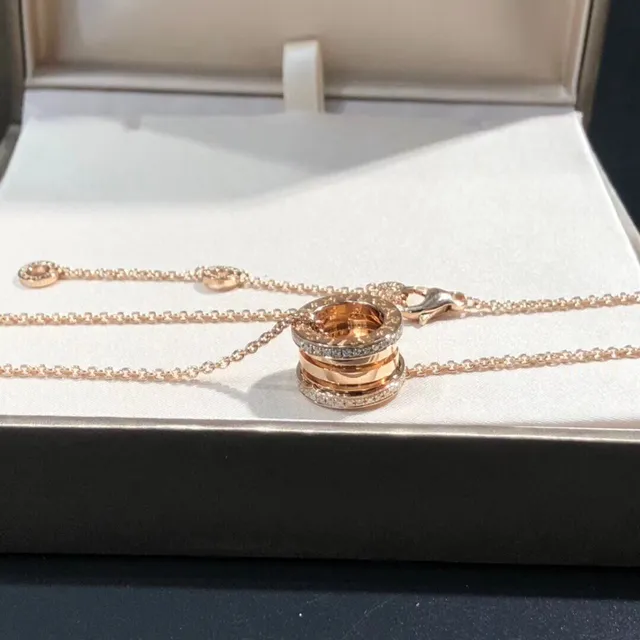 Bvlgari B.zero1 Multi-Ring Pavé Diamond Rose Gold Necklace 3