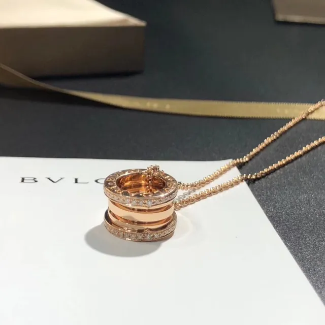 Bvlgari B.zero1 Multi-Ring Pavé Diamond Rose Gold Necklace 4