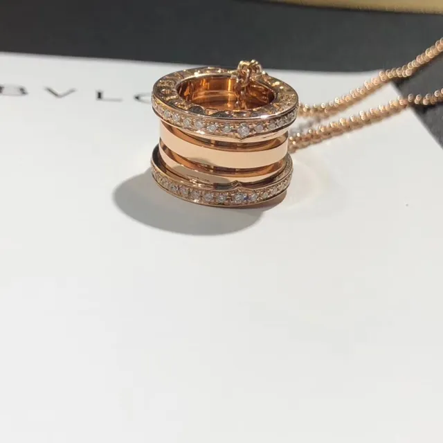 Bvlgari B.zero1 Multi-Ring Pavé Diamond Rose Gold Necklace 5