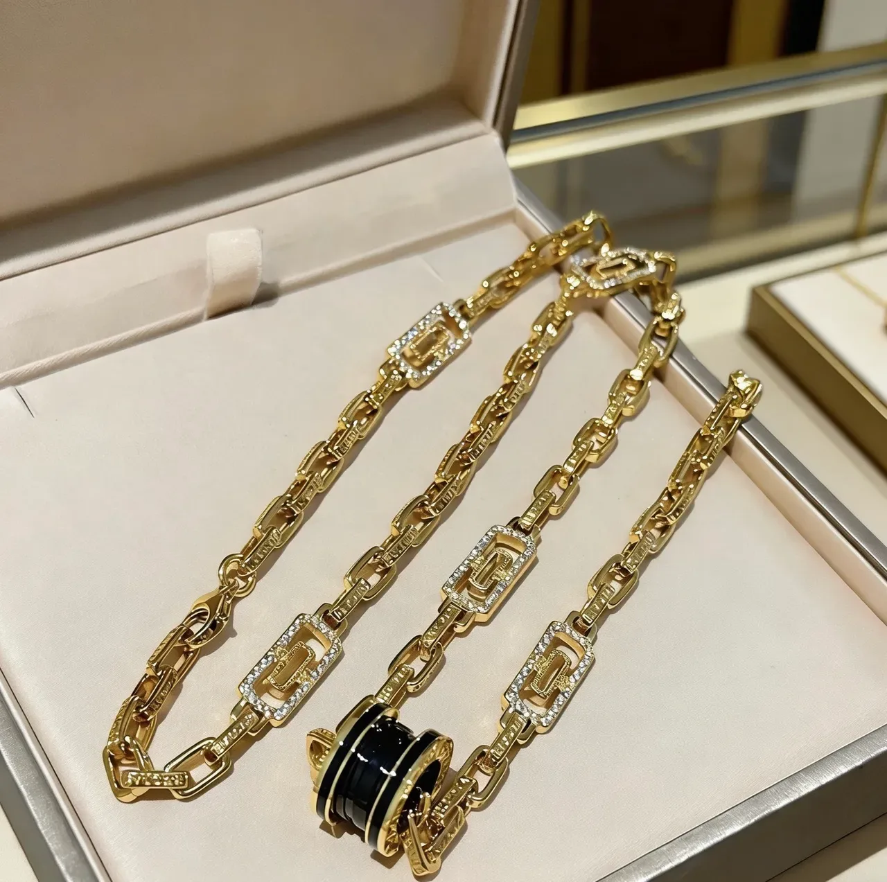 Bvlgari B.zero1 Rock Gold and Black Enamel Diamond Necklace 2