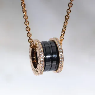 Bvlgari B.zero1 Rotating Black Ceramic and Pavé Diamond Necklace