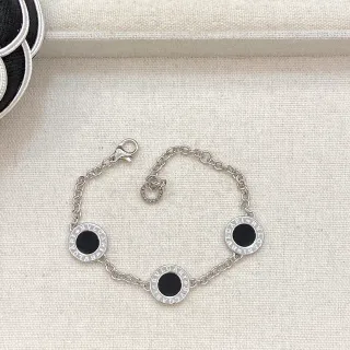 Bvlgari B.zero1 Three-Circle Black Enamel Silver Bracelet
