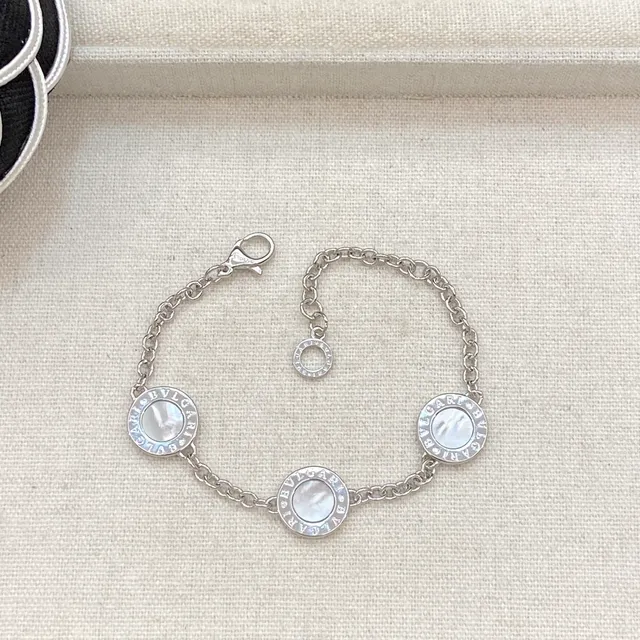 Bvlgari B.zero1 Three-Circle 黑色搪瓷银手链 2