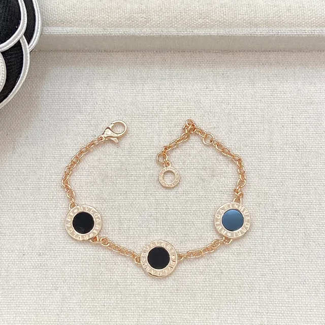 Bvlgari B.zero1 Three-Circle 黑色搪瓷银手链 5