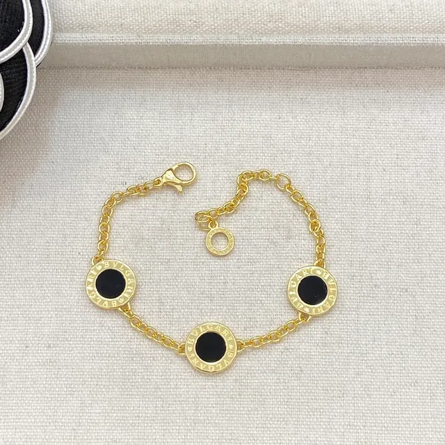 Bvlgari B.zero1 Three-Circle 黑色搪瓷银手链 6
