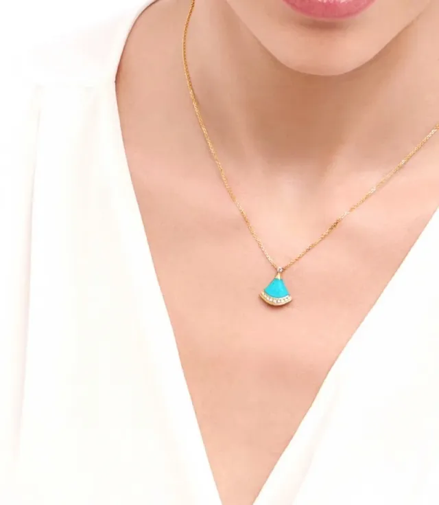 Bvlgari Divas’ Dream টারকয়েজ ইমেল এবং ডায়মন্ড পাখা হার 8