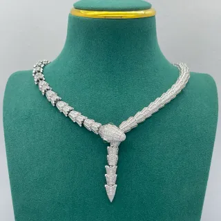Bvlgari Serpenti Pavé Diamond and Emerald Snake Necklace