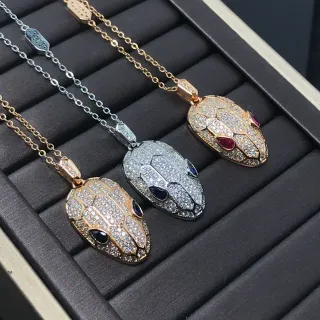 Bvlgari Serpenti Pavé Diamond Snake Head Pendant Necklaces